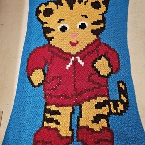 Kids Tiger Character Blanket - Red and Blue